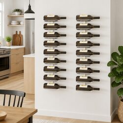 Wall-Mounted Wine Rack 9 Bottle Holder White Iron Storage Kitchen Organizer 2