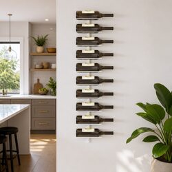 Wall-mounted Wine Rack 10 Bottle Holder White Metal Storage Kitchen Bar