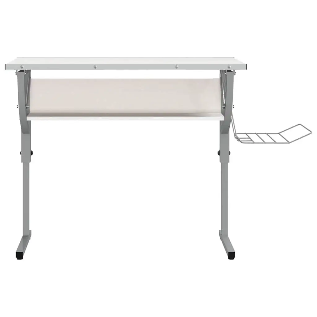 Craft Desk Adjustable White Grey 110x53x(58-87)cm Engineered Wood Steel Frame