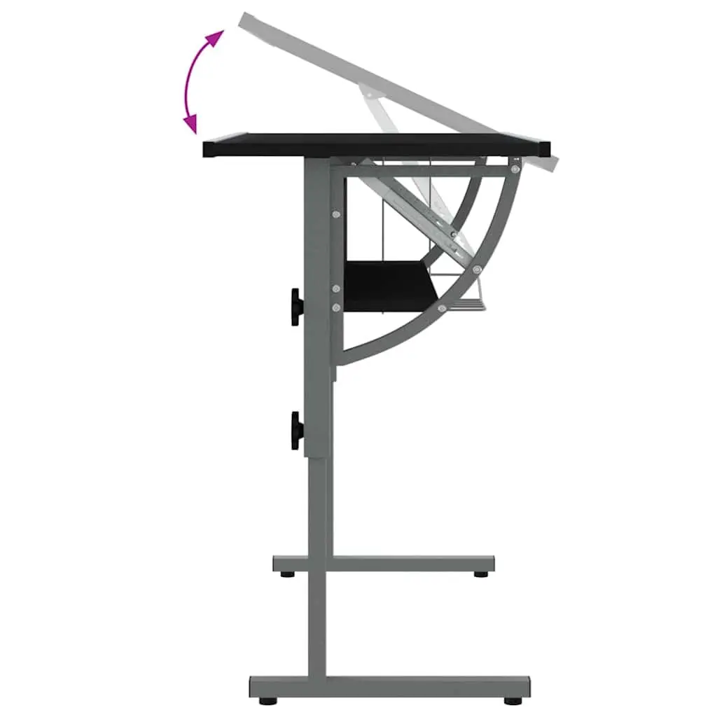 Craft Desk Adjustable Angle Tilt Desktop with Shelf Magazine Rack Black and Grey