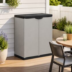 Garden Waste Cabinet Grey Black Outdoor Rubbish Bin Storage Organiser