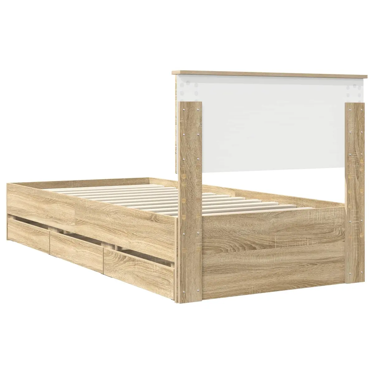 Bed Frame with Storage Drawer Engineered Wood 90 x 190 cm Brown