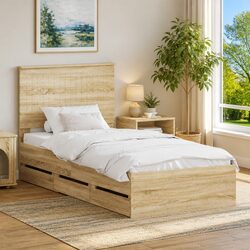 Bed Frame with Drawer Storage Sonoma Oak 90 x 190 cm Engineered Wood Modern