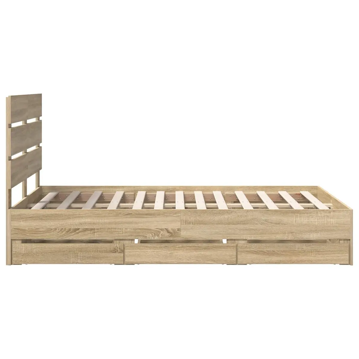 Bed Frame with Drawer Brown Engineered Wood 135 x 190 cm Modern