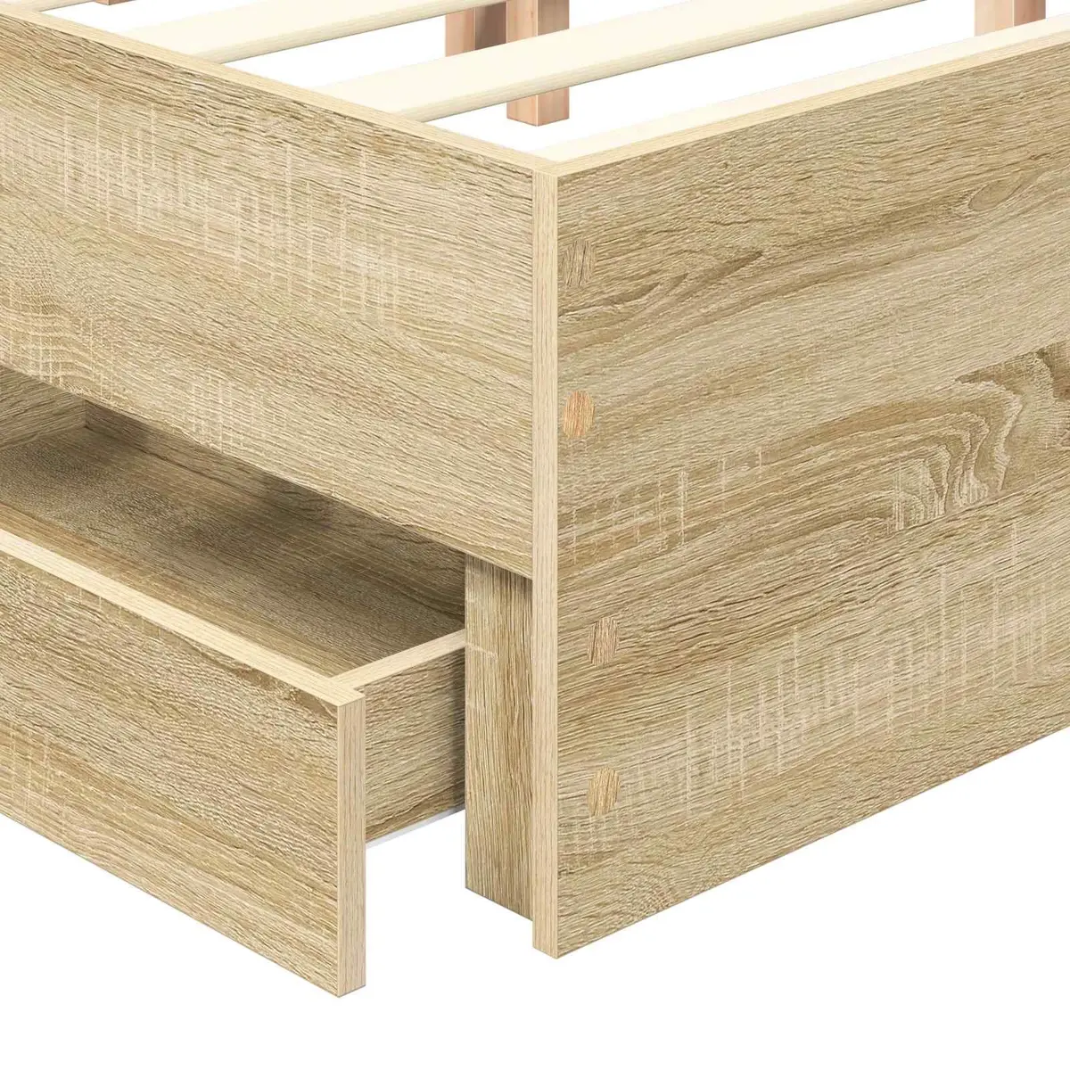 Bed Frame with Storage Drawers Modern Bedroom Furniture Engineered Wood