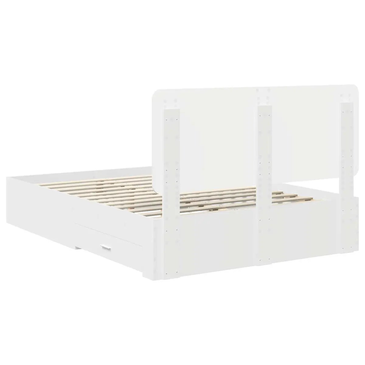 Bed Frame with Headboard Storage Drawers 150 x 200 cm White Engineered Wood