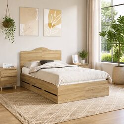 Bed Frame with Storage Drawer Sonoma Oak 135 x 190 cm Engineered Wood Modern