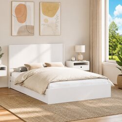Bed Frame with Storage and Headboard White 150 x 200 cm Modern Bedroom Furniture