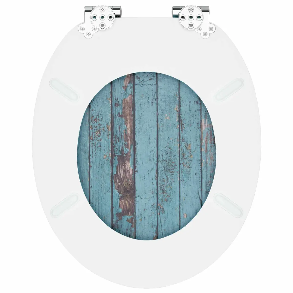 Soft-Close Toilet Seat 2 Pack Blue MDF Board Standard Fixing Non-Slip Bumpers