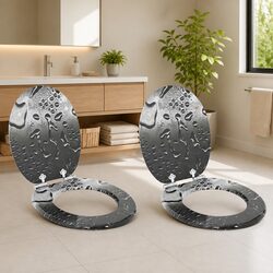 Toilet Seat Soft-Close Grey 44x38cm MDF Board 2 Pack Bathroom Fixture