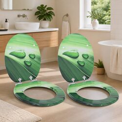 Soft-Close Toilet Seat Green MDF Board Bathroom Fixture Durable Non-Slip