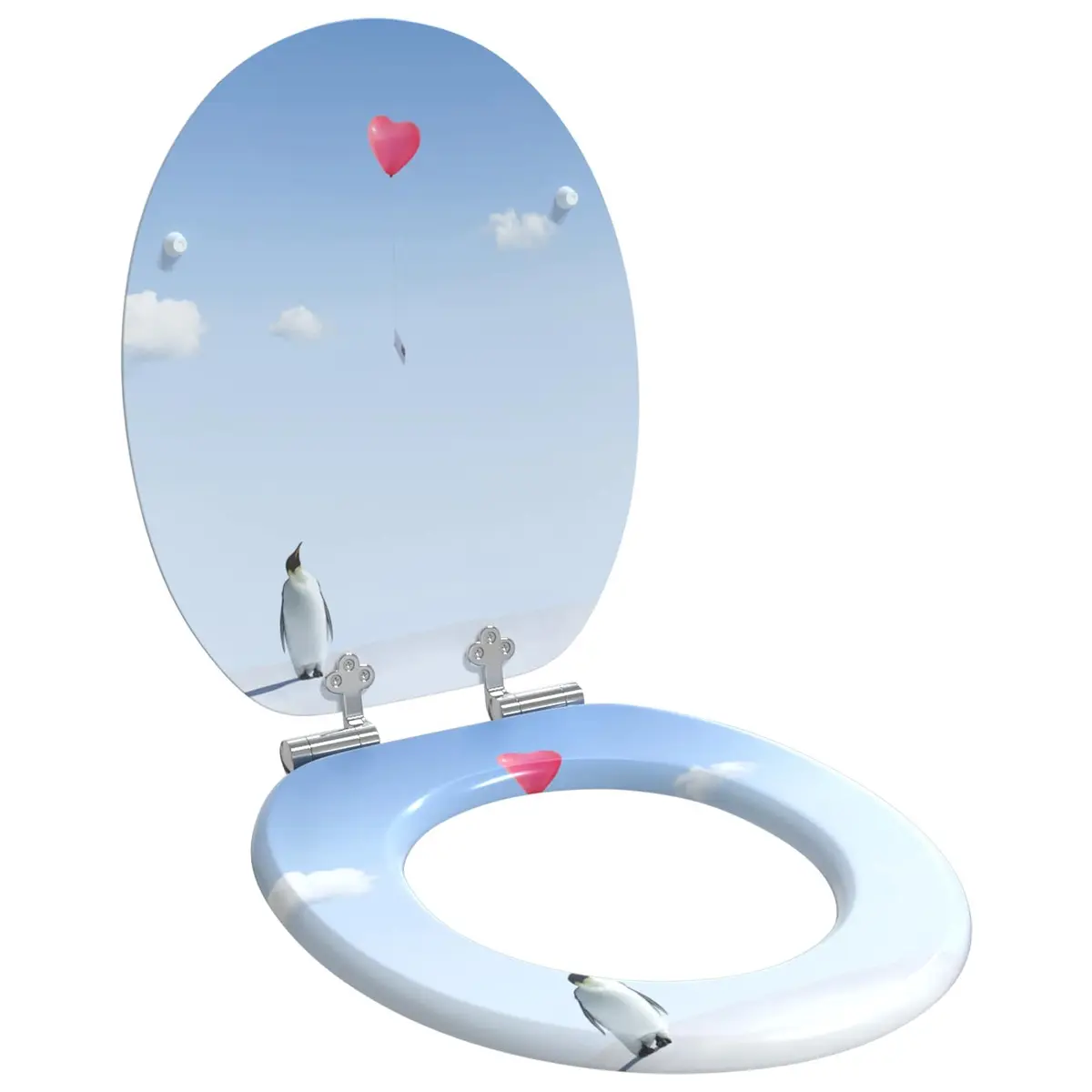 Soft-Close Toilet Seat Blue 44 x 38 cm MDF Durable Quiet