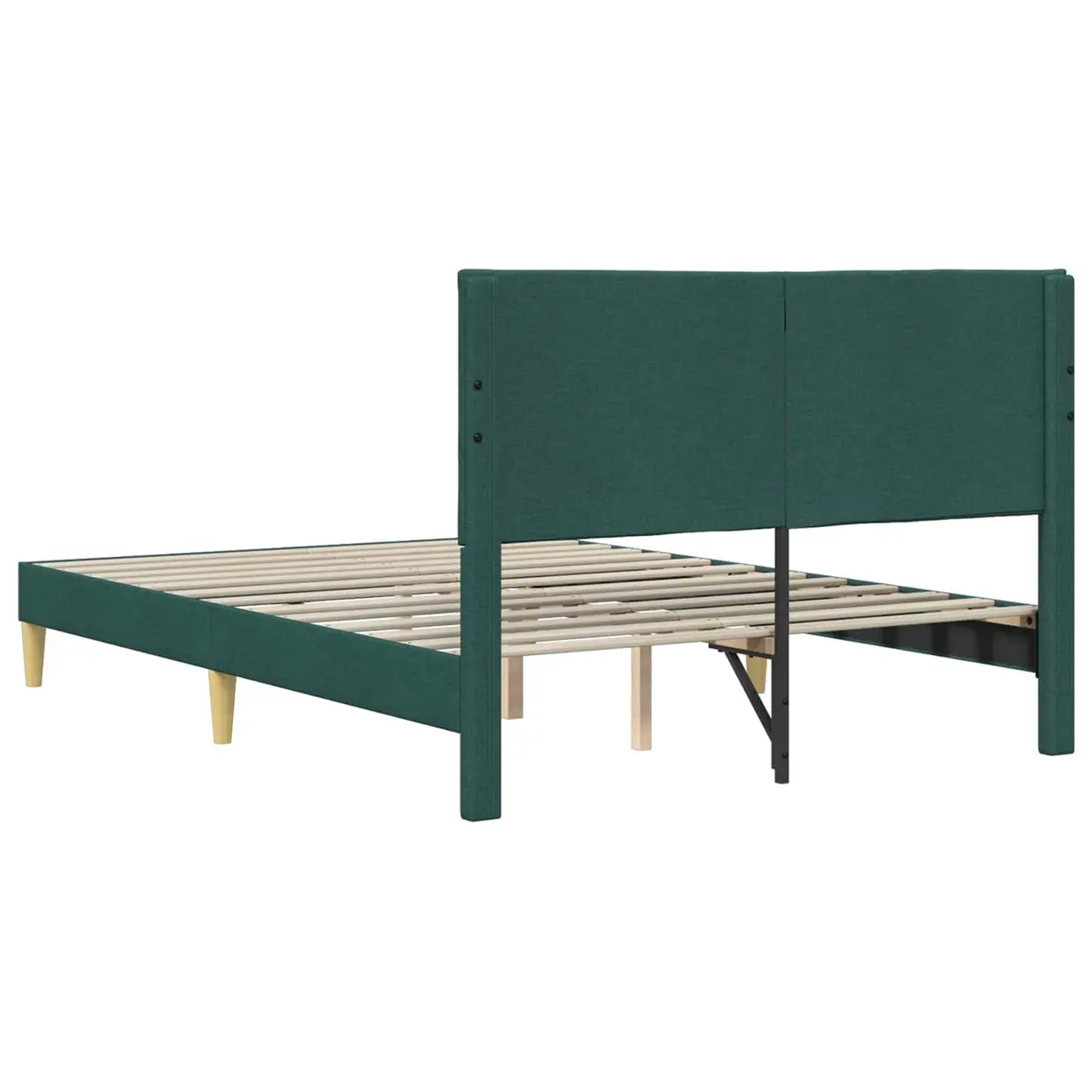 Bed Frame Fabric Upholstered Headboard Dark Grey Indoor Furniture Modern