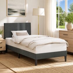 Bed Frame with Headboard Dark Grey 90 x 190 cm Corduroy Fabric Modern Bedroom