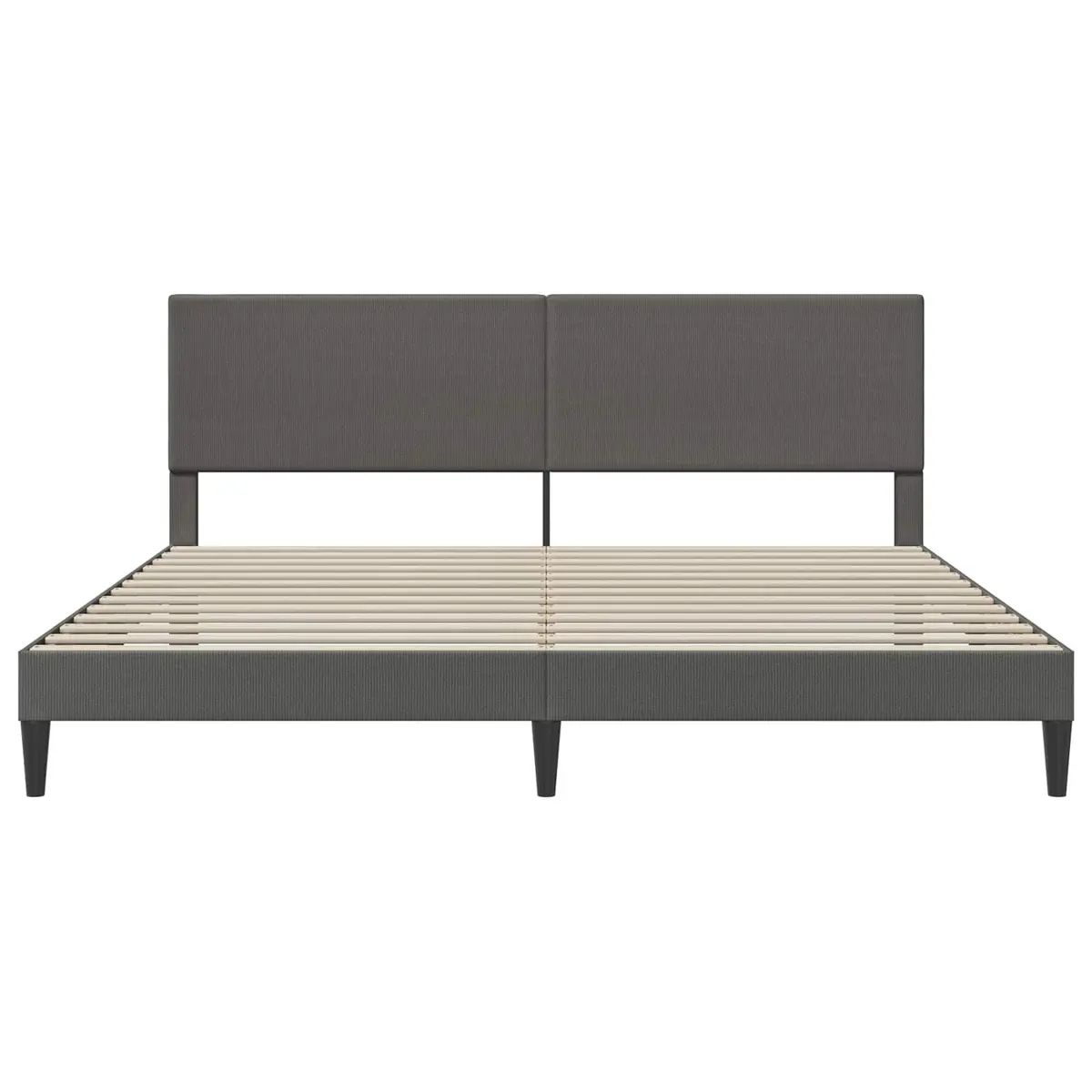 Bed Frame with Headboard Corduroy Fabric Dark Grey 180 x 200 cm Modern Bedroom