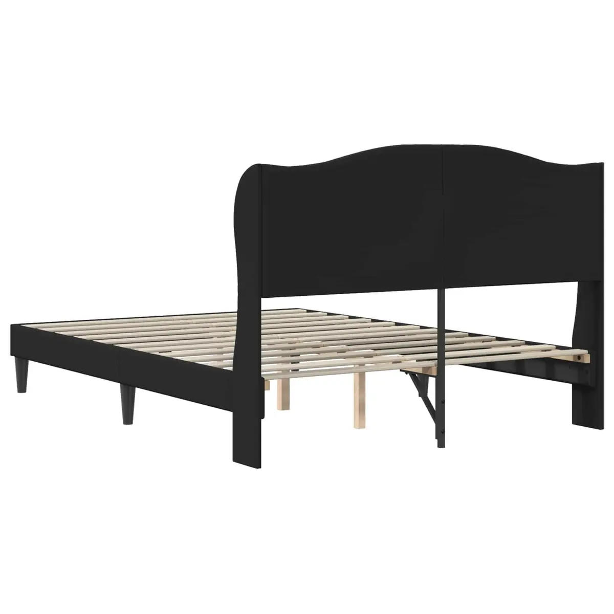 Bed Frame with Headboard Modern Faux Leather Queen Size Black 153 x 203 cm