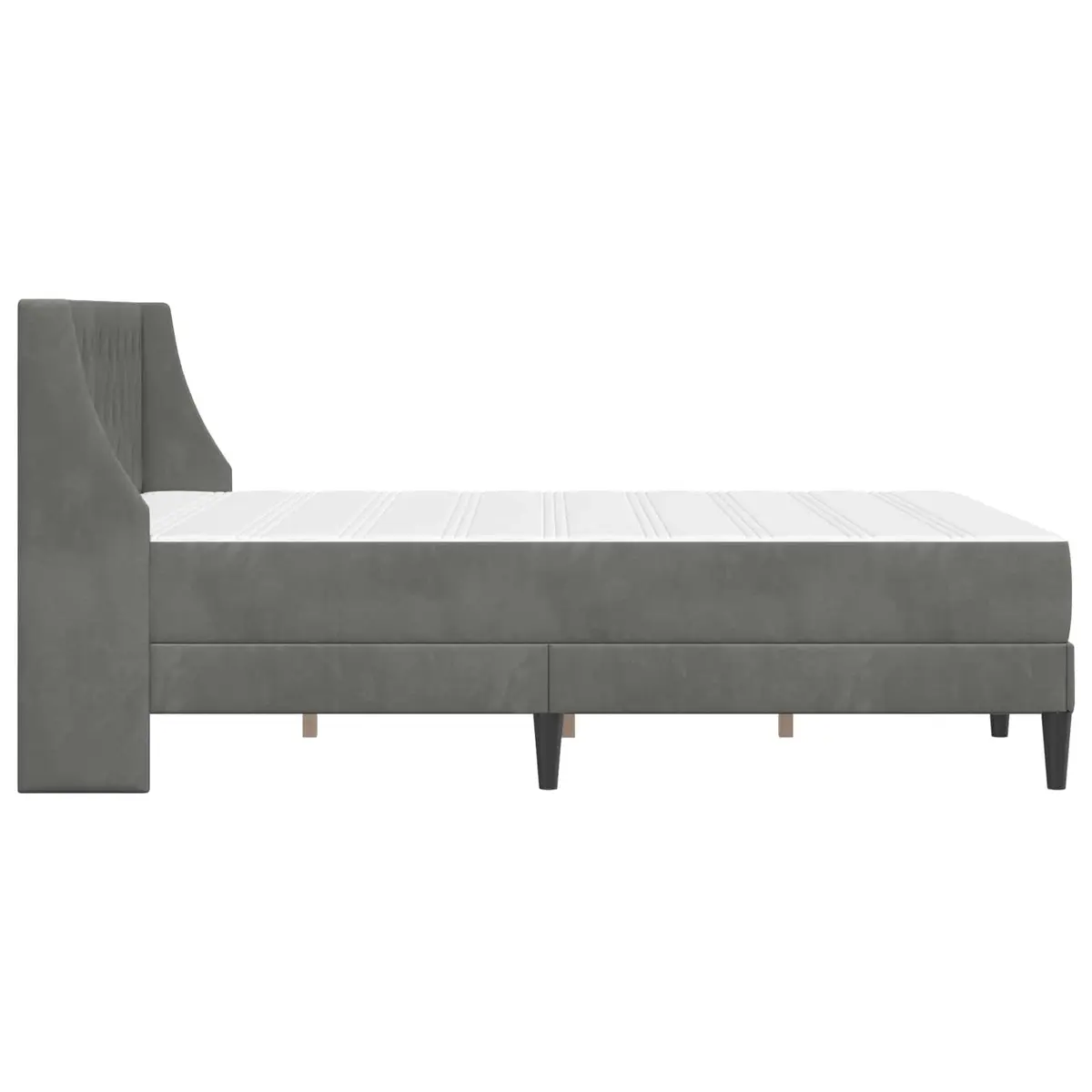 Bed Frame with Mattress Velvet Upholstery 137 x 190 cm Grey Modern Bedroom Furniture