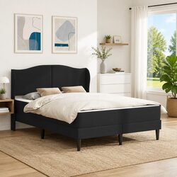 Bed Frame with Headboard Black 137 x 190 cm Faux Leather Upholstered Bedroom