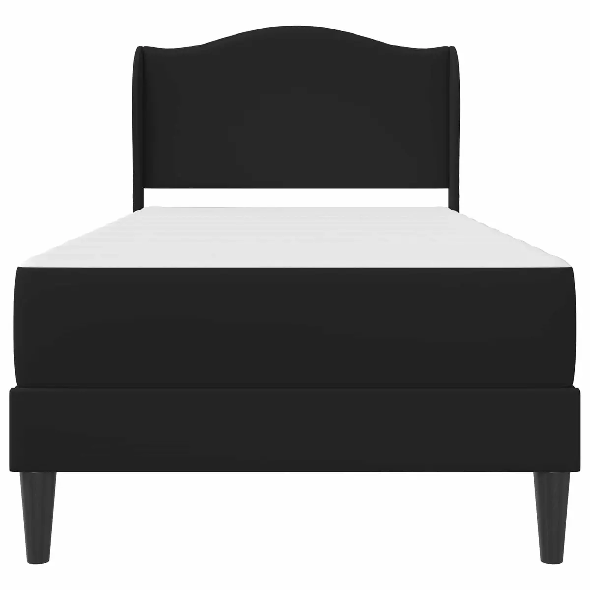 Bed Frame with Headboard Modern 107 x 203 cm Black Plywood Slatted