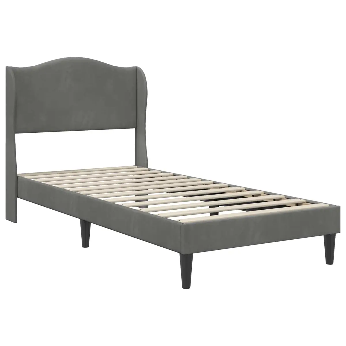 Bed Frame with Headboard Velvet Upholstery Dark Grey 107 x 203 cm