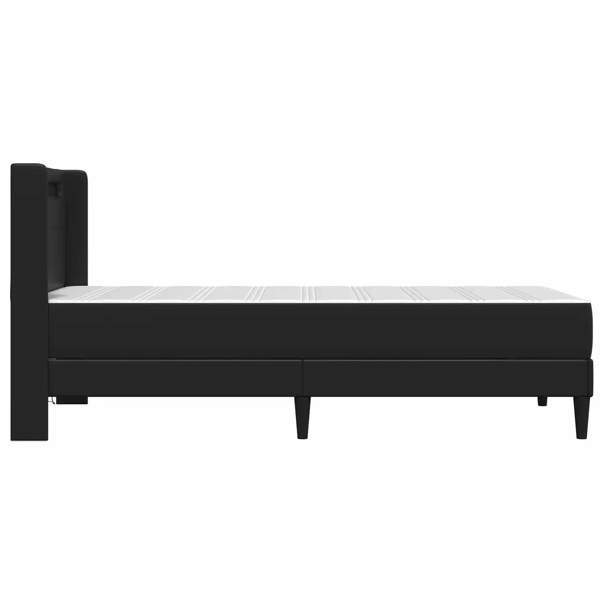 Bed Frame with Mattress Faux Leather Headboard LED Lighting 107 x 203 cm Black