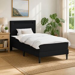 Bed Frame with LED Strip Lights Black 90 x 190 cm Faux Leather Modern Design