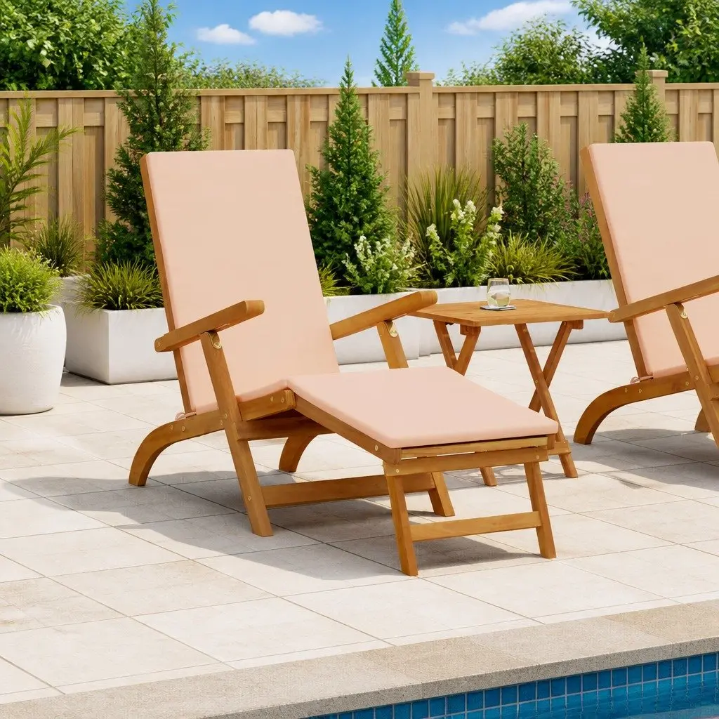 Sun Lounger Reclining Folding Chair Garden Patio Poolside Outdoor Seating