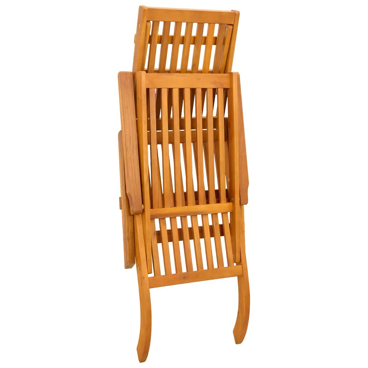 Reclining Sun Lounger Adjustable Backrest Solid Acacia Wood Brown Folding Chair for Garden Patio Poolside Outdoor Seating