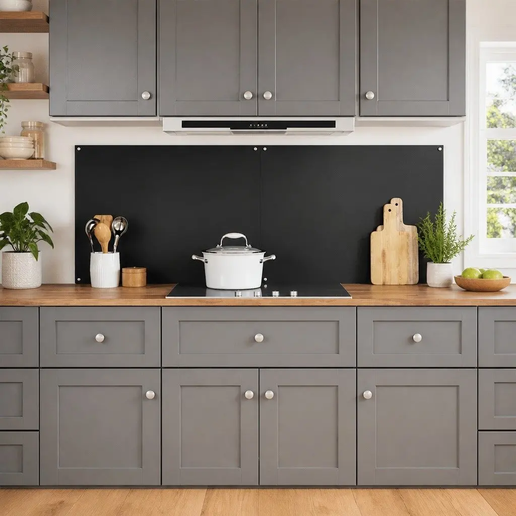 Kitchen Backsplash Tempered Glass 90 x 60 cm Black 2 Piece