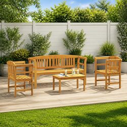 Garden Rose Lounge Set 4 Piece Outdoor Furniture Brown Wood Patio Seating
