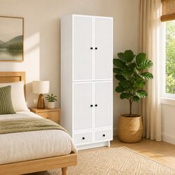 Cabinet Set 2 pcs White 66 x 34.5 x 95 cm Engineered Wood Storage Furniture