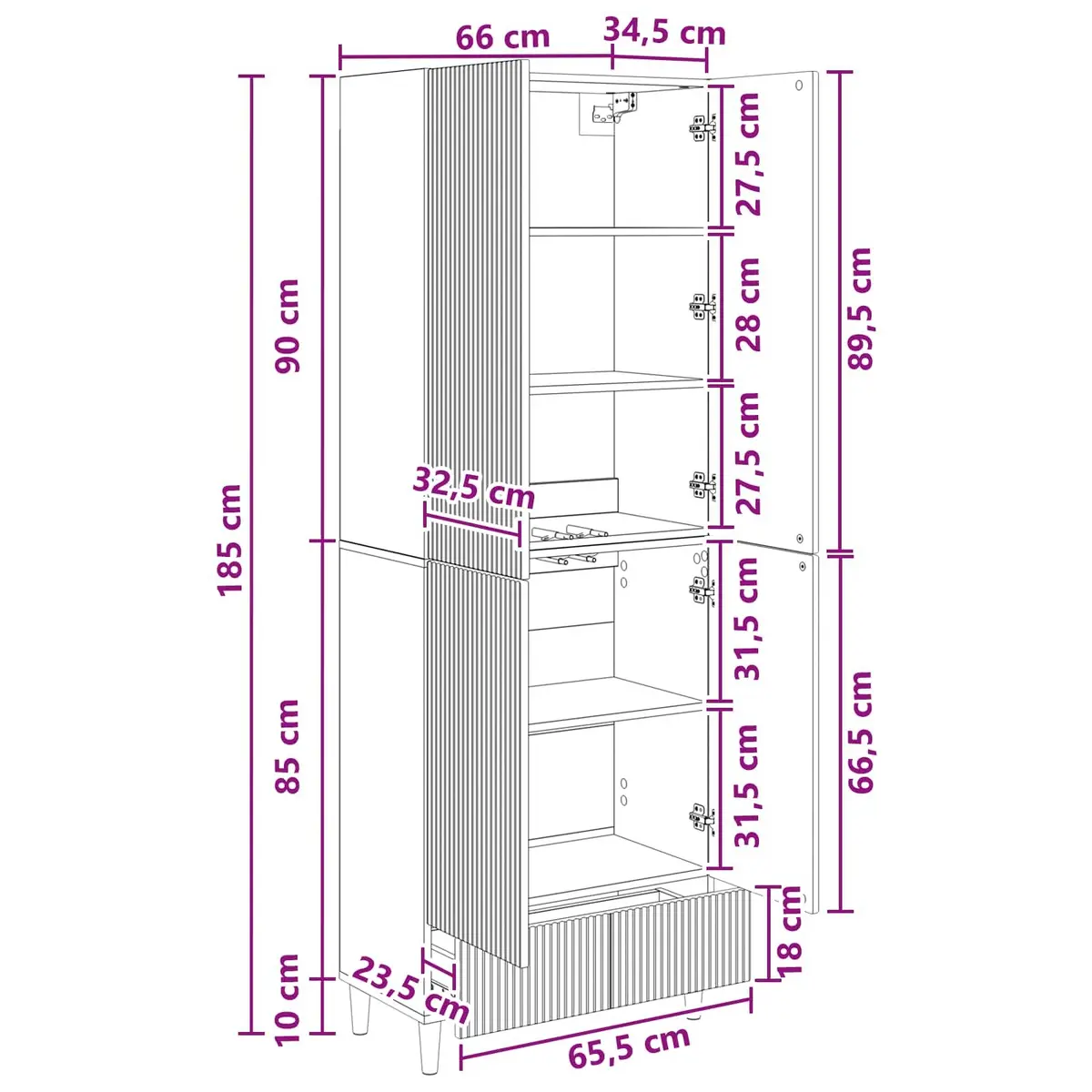 Engineered Wood Cabinet Set 2 Pieces Storage Furniture 66x34.5x95cm