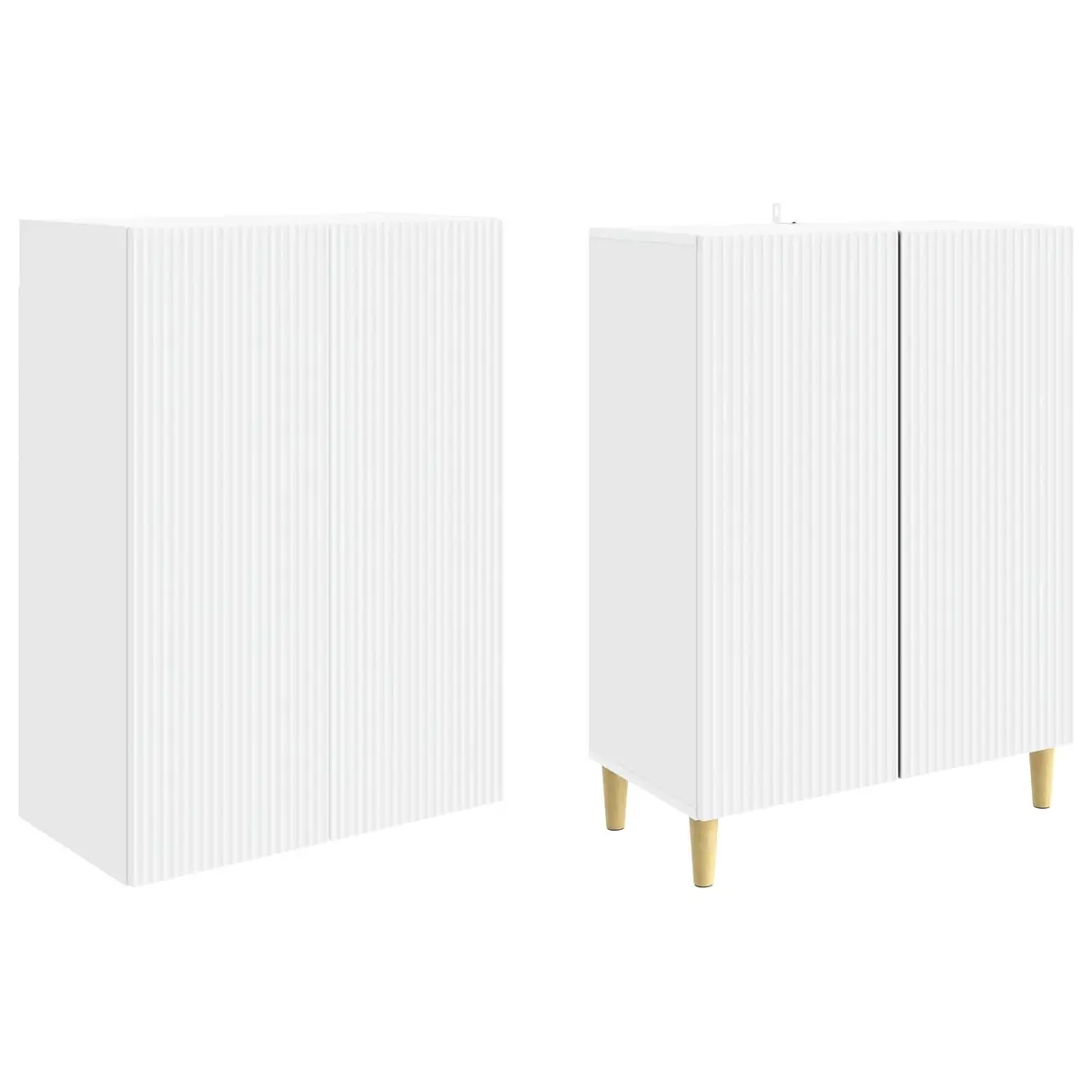 Cabinet Set 2 Pieces Modern Storage Furniture with Drawers and Compartments Engineered Wood