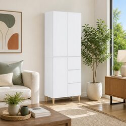 Cabinet Set 2 pcs White 66 x 34.5 x 90 cm Storage Furniture Shelves Drawers