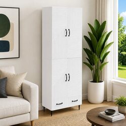 Cabinet Set 2 Pieces Storage Furniture Engineered Wood 66 x 34.5 x 95 cm