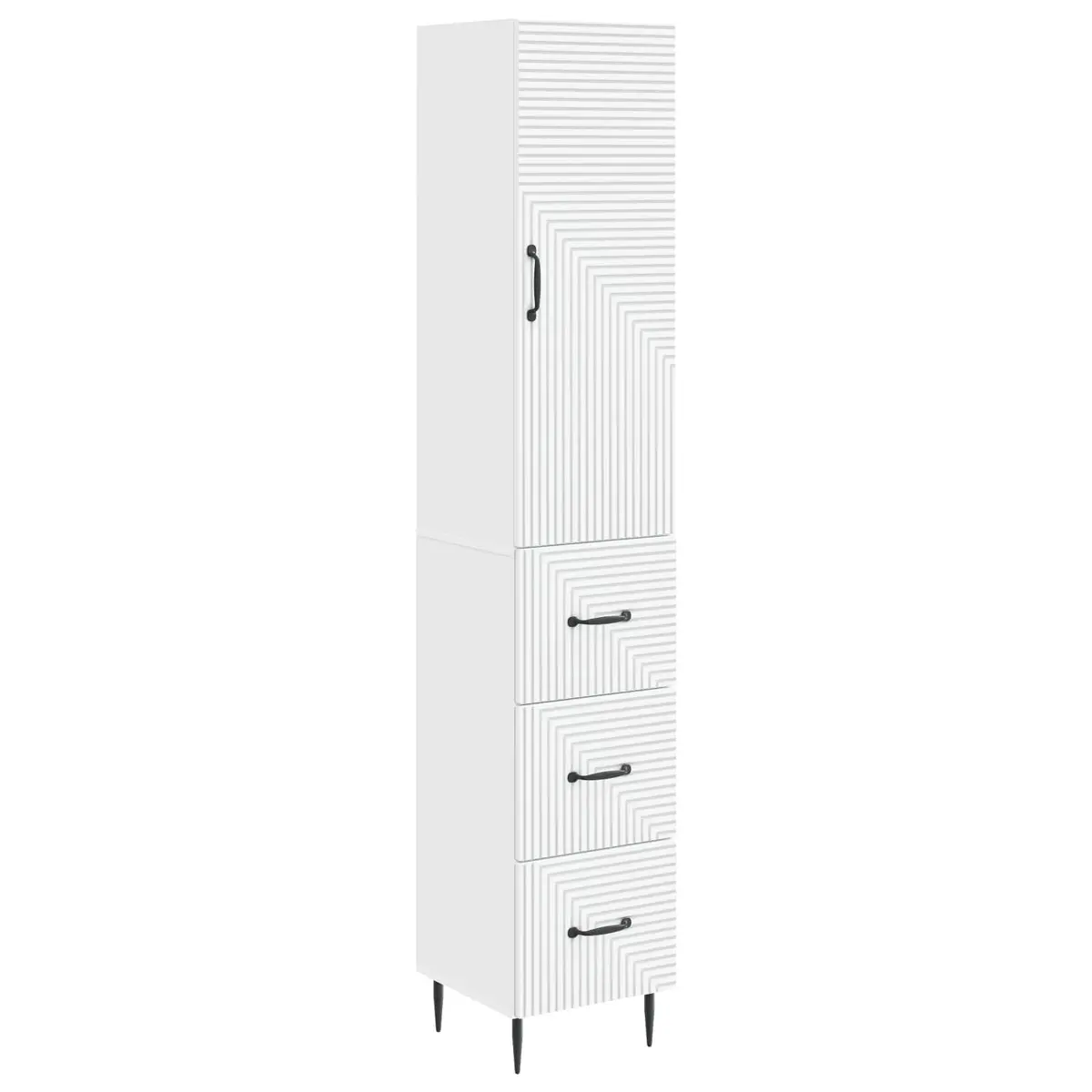 Storage Cabinet Set 2 Pieces White Modern Engineered Wood Shelves