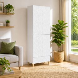 Cabinet Set 2 Pieces White Storage Furniture Drawers Shelves Home Office