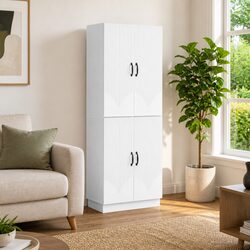 Cabinet Set 2 Pcs White Engineered Wood Storage Furniture Indoor Outdoor