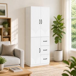 Cabinet Set 2 Pcs Storage Furniture Engineered Wood Living Room Bedroom