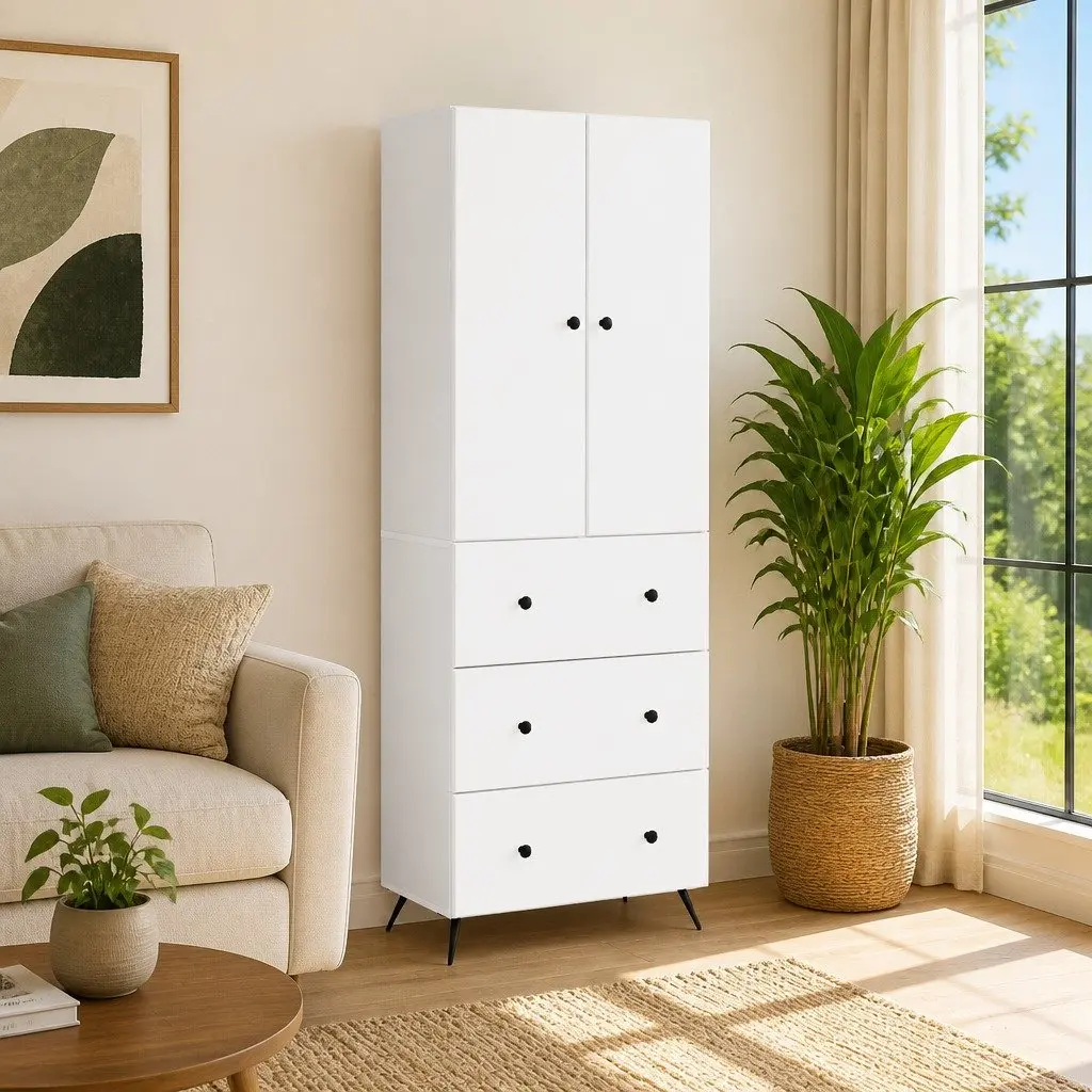 Storage Cabinet Set Sliding Doors 66 x 34.5 x 90 cm White 2 pcs