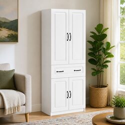 Cabinet Set 2 Pieces White Storage Furniture Living Room Home Garden Indoor
