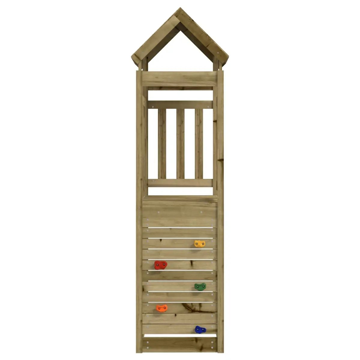 Outdoor Playground Set Play Tower with Slides Swings Climbing Brown Solid Wood