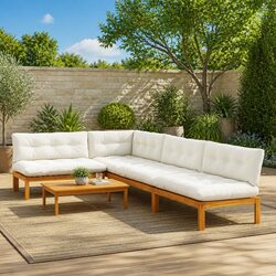 5 Piece Garden Pallet Sectional Sofa Set Solid Wood Corner Lounge Outdoor