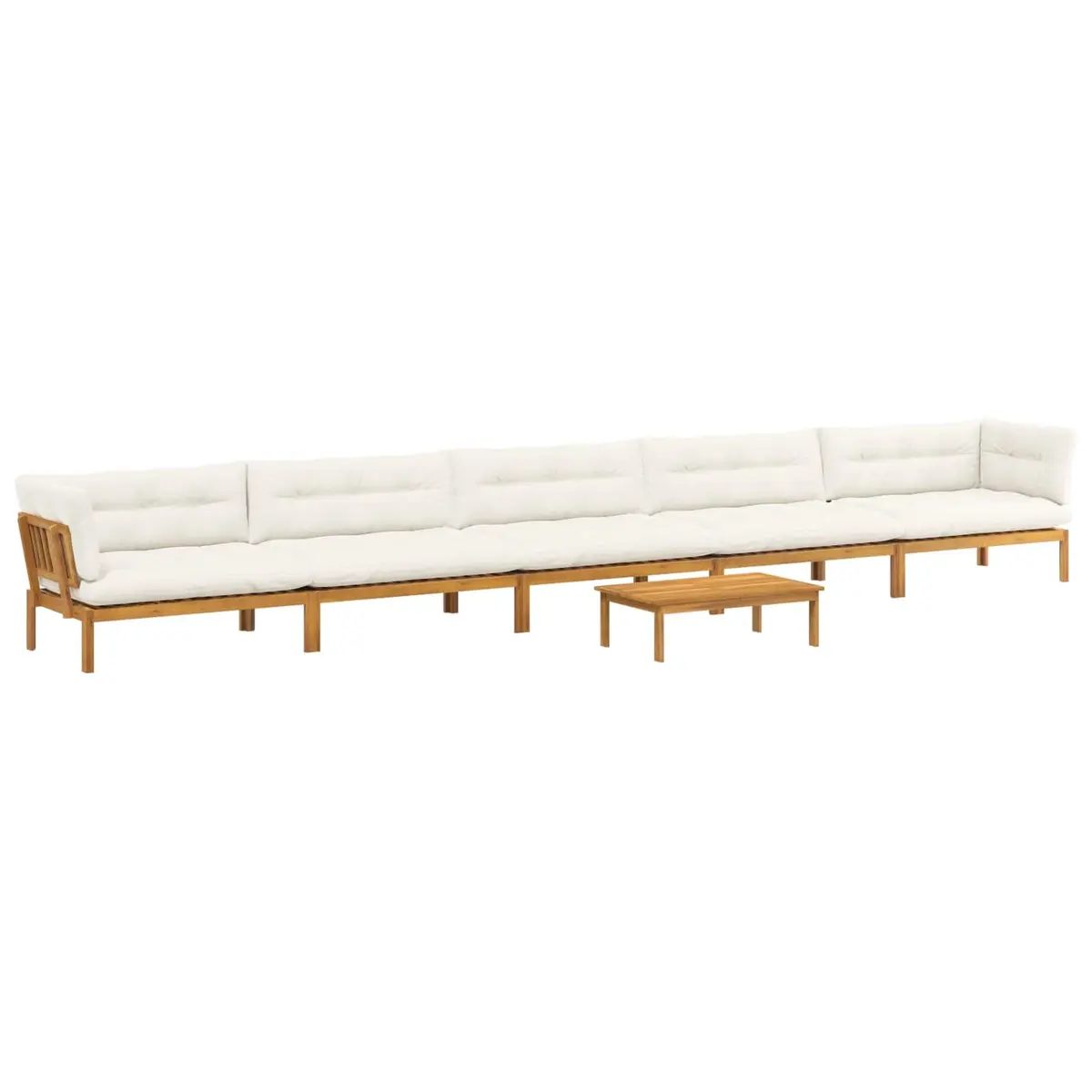 Outdoor Sectional Sofa Set 6 Piece Corner Lounge Natural Brown Acacia Wood with Foam Padded Cushions