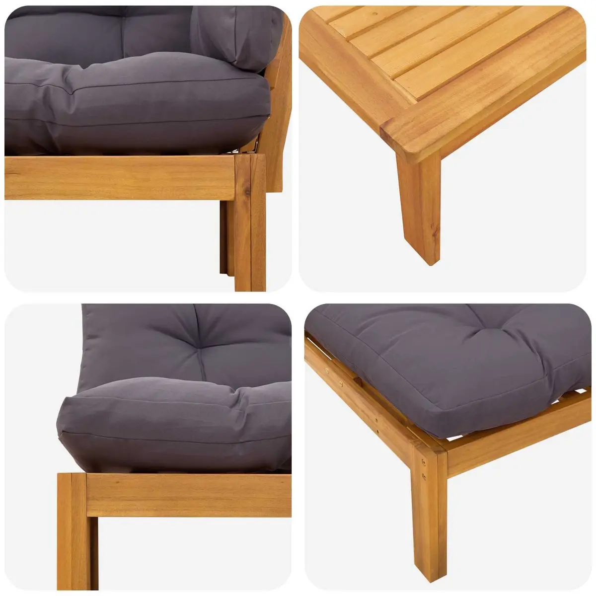 3 Piece Garden Pallet Sofa Set Corner Lounge Outdoor Sectional with Low Table Brown