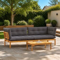 Outdoor Sectional Sofa Corner Lounge Set with Low Table Garden Patio Seating