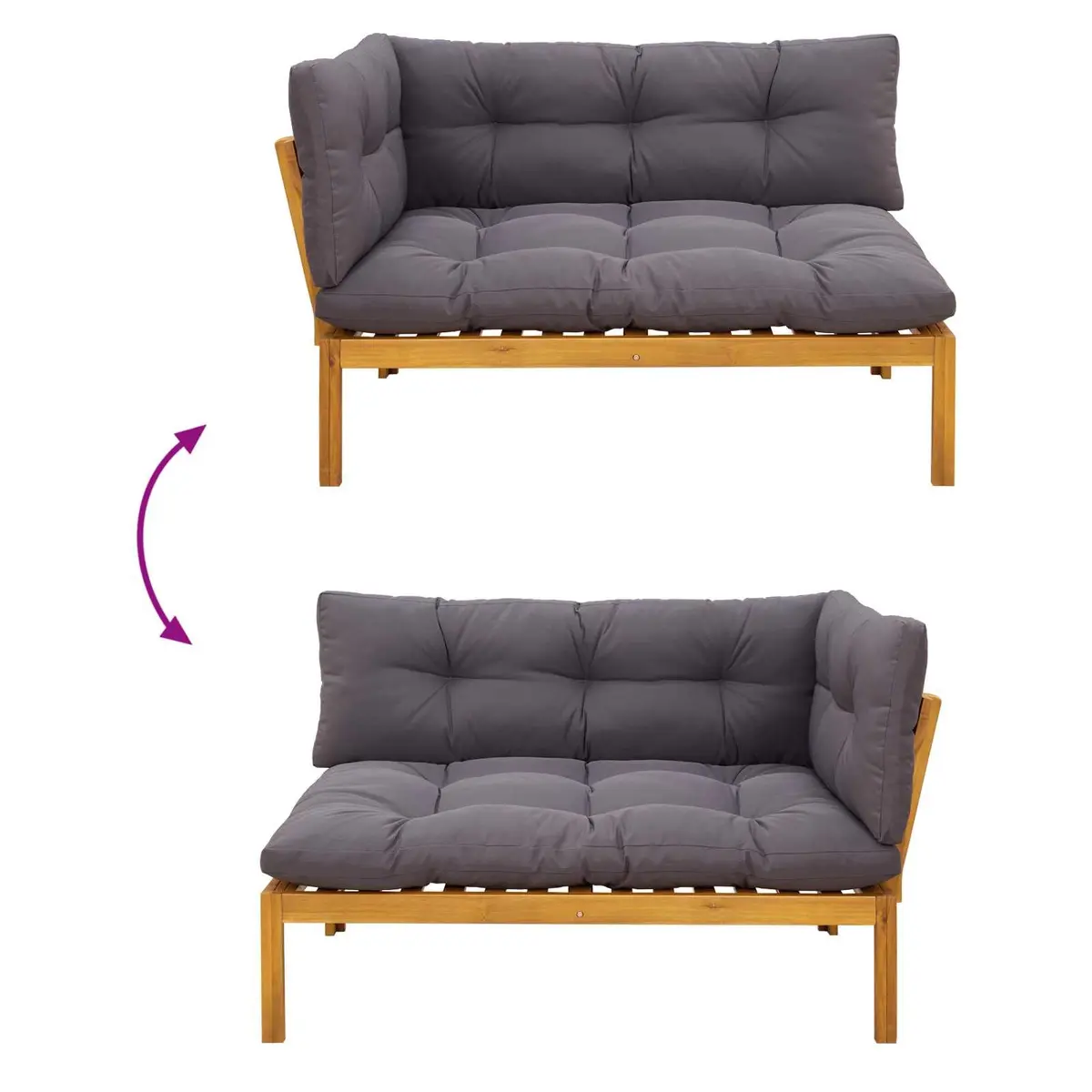 Outdoor Sectional Sofa Set 4 Piece Corner Lounge Solid Acacia Wood Brown