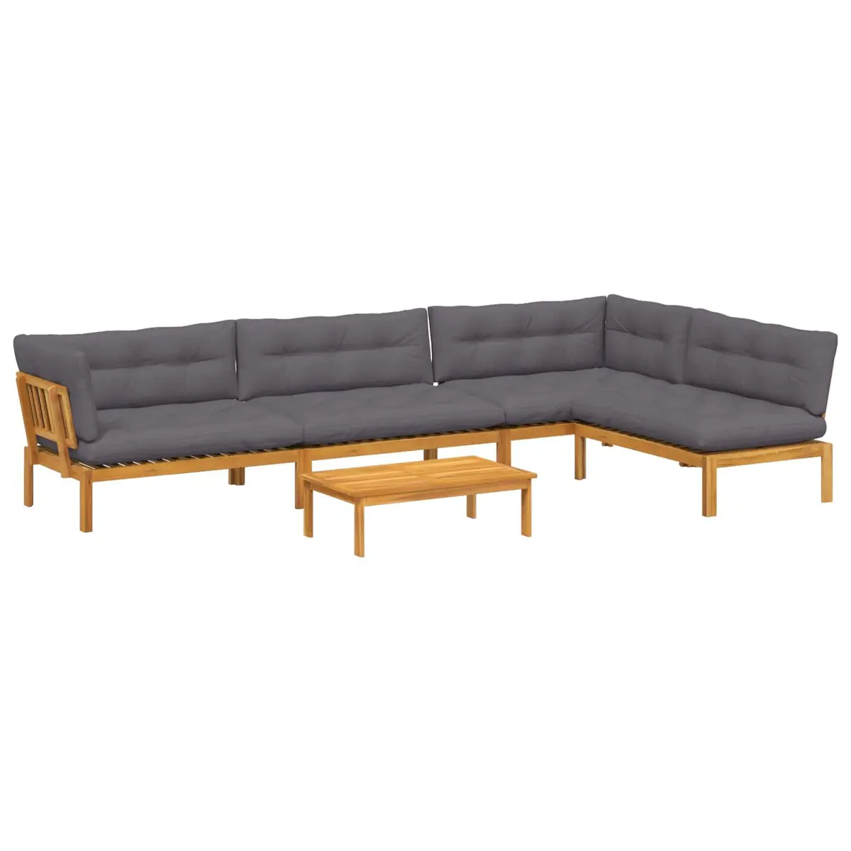 Outdoor Sectional Sofa 5 Piece Corner Lounge Set Acacia Wood Brown