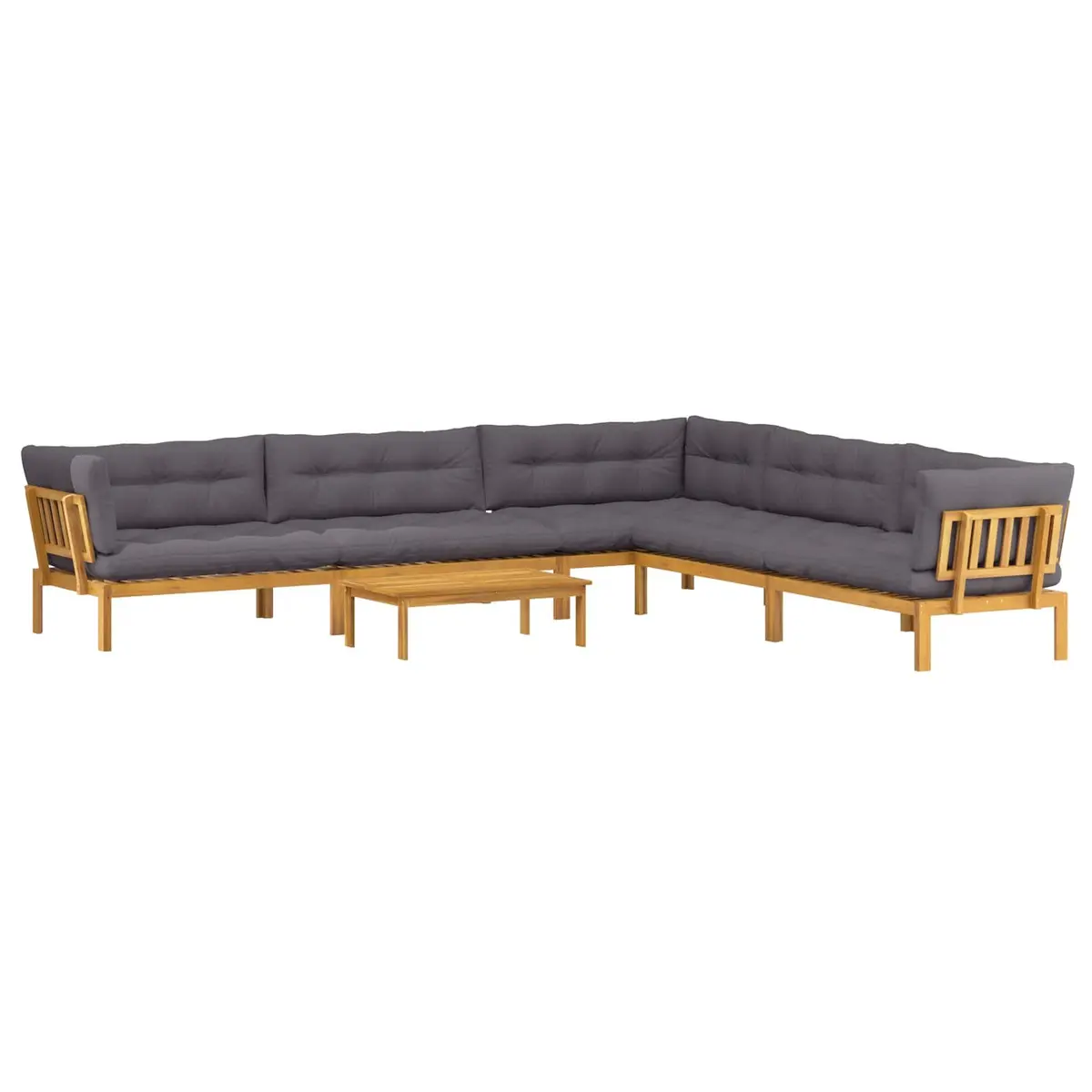 Outdoor Sectional Sofa Set 6 Piece Corner Lounge Solid Acacia Wood Brown with Low Table