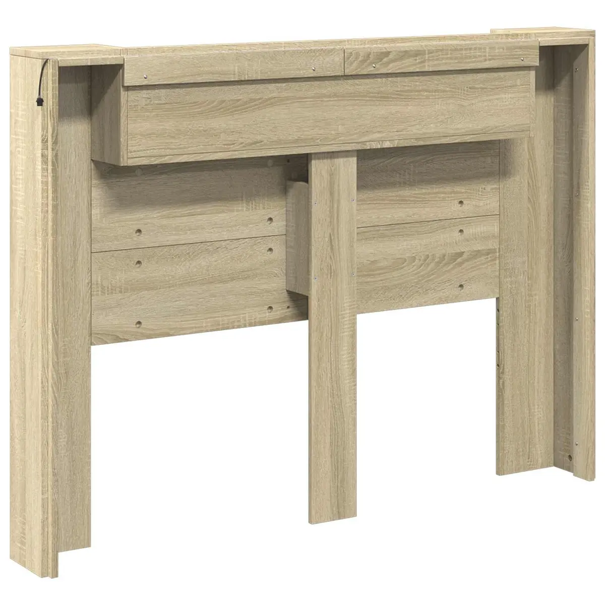 Storage Headboard with LED Lights Brown Engineered Wood